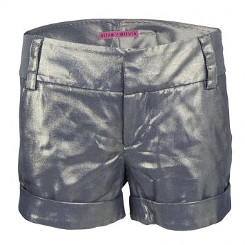 Pre Owned Alice + Olivia Metallic Eric Cuffed Iridescent Shorts S