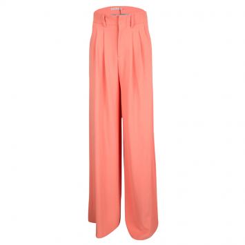 Pre Owned Alice + Olivia Coral Orange Pleated High Waist Palazzo Pants XS