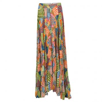Pre Owned Alice + Olivia Multicolor Collage Striped Shannon Pleated Maxi Skirt M