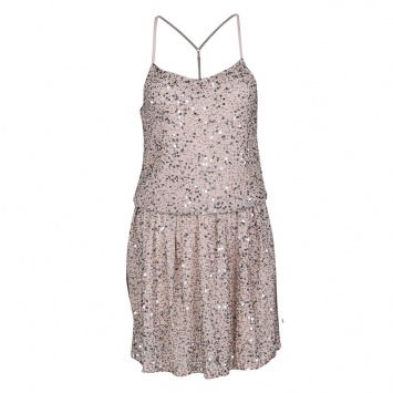 Pre Owned Alice + Olivia Dusty Pink Sequined T-Bar Bridget Blouson Dress XS