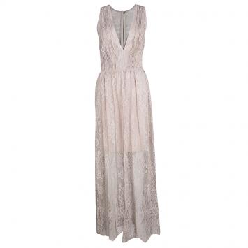 Pre Owned Alice + Olivia Blush Pink Floral Lace Julissa Maxi Dress L