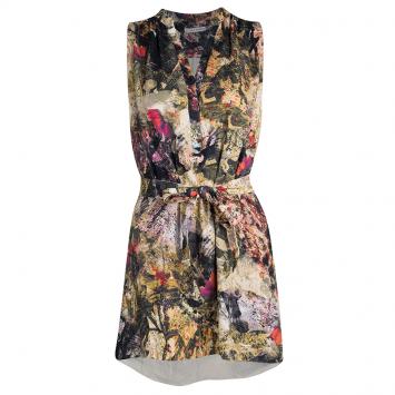 مملوكة مسبقًا Alice + Olivia Multicolor Floral Print Belted Berk Dress S
