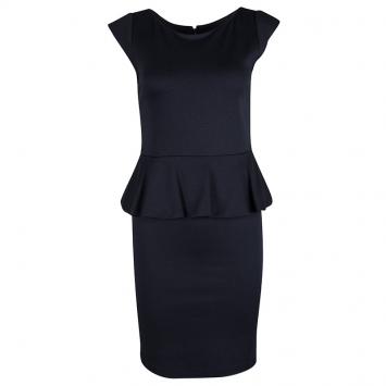 Pre Owned Alice + Olivia Navy Blue Cap Sleeve Victoria Peplum Dress M