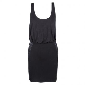 Pre Owned Alice + Olivia Black Leather Panel Detail Nicky Blouson Dress XS