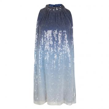 Pre Owned Alice + Olivia Blue Ombre Sequined Sleeveless Dress S