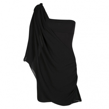 مملوكة مسبقًا Alice + Olivia Black Knit Draped Bara One Shoulder Mini Dress XS