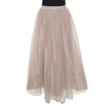 مملوكة مسبقًا Alice + Olivia Beige Silk Organza Gathered Abella Ballgown Skirt S