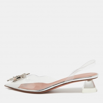 Pre Owned Amina Muaddi Transparent PVC Begum Pumps Size 37.5