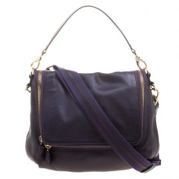 Pre Owned Anya Hindmarch Purple Leather Maxi Vere Satchel