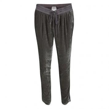 Pre Owned Armani Collezioni Grey Burnout Striped Velvet Drawstring Detail Pants M