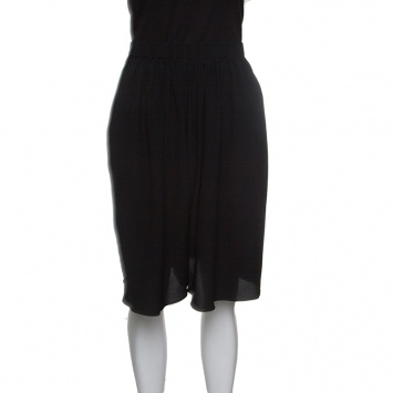 Pre Owned Armani Collezioni Black Silk Elasticized Waist Gathered Skort M