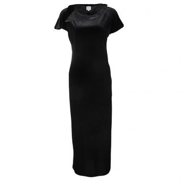 Pre Owned Armani Collezioni Black Embellished Draped Neck Velvet Dress L