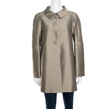 Pre Owned Armani Collezioni Grey Button Front A Line Jacket S