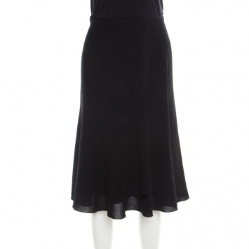 Pre Owned Armani Collezioni Black Basket Weave Wool Paneled A Line Skirt L