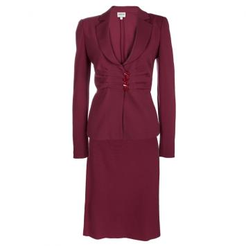 Pre Owned Armani Collezioni Red Skirt and Blazer Set M