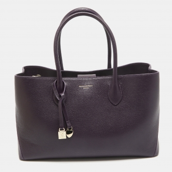 Pre Owned Aspinal Of London Purple Pebbled Leather London Tote
