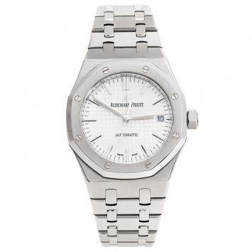 Pre Owned Audemars Silver Stainless Steel Royal Oak 15450ST.OO.1256ST.01 Unisex Wristwatch 37 mm