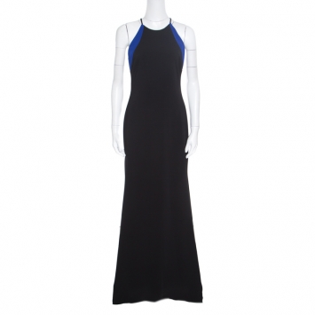Pre Owned Badgley Mischka Collection Colorblock Sleeveless Evening Gown S