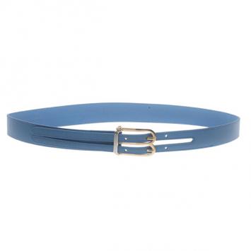 Pre Owned Balenciaga Blue Leather B Buckle Belt 75CM