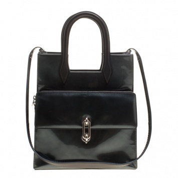 Pre Owned Balenciaga Black Patent Leather Maillon Tote