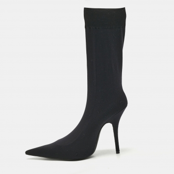 Balenciaga Black  Stretch  Fabric Knife Ankle Socks Boots Size 39.5
