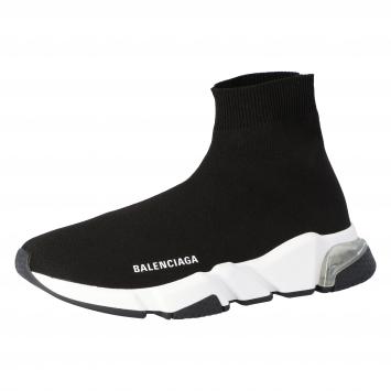 Pre Owned Balenciaga Black Knit Speed Clear Sole Sneakers Size 39