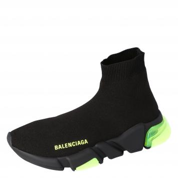 Pre Owned Balenciaga Black Knit Speed Clear Sole Sneakers Size 40
