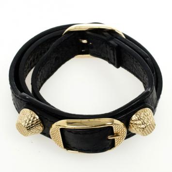 Pre Owned Balenciaga Giant Gold Triple Tour Black Bracelet 