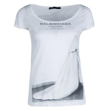 Pre Owned Balenciaga White 1960s Bride Print T-Shirt S