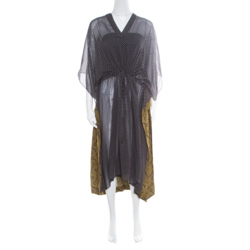 Pre Owned Balenciaga Multicolor Printed Layered Kaftan Dress M
