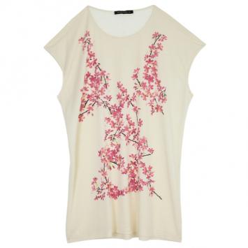 Pre Owned Balenciaga Crème Cherry Blossom Printed Sleeveless Top M