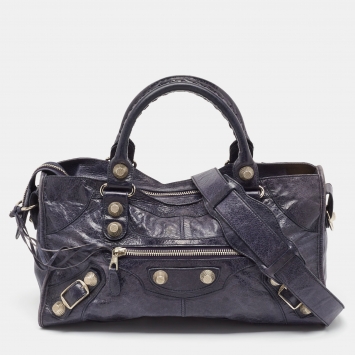 Pre Owned Balenciaga Blue Indigo Leather GSH Part Time Tote