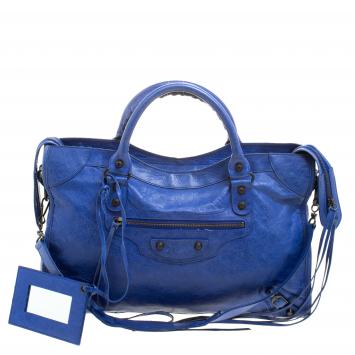 Pre Owned Balenciaga Blue Leather Classic City RH Tote