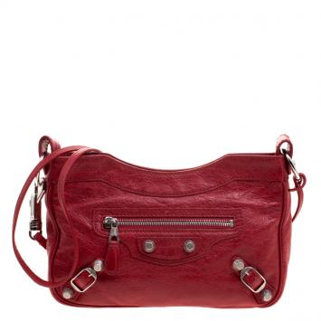 Pre Owned Balenciaga Red Leather RH Hip Crossbody Bag