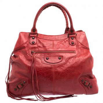 Pre Owned Balenciaga Rose Leather RH Brief Tote