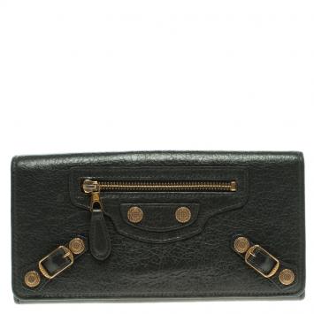 Pre Owned Balenciaga Grey Leather Classic Money Wallet