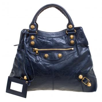 Pre Owned Balenciaga Steel Leather GGH Brief Tote