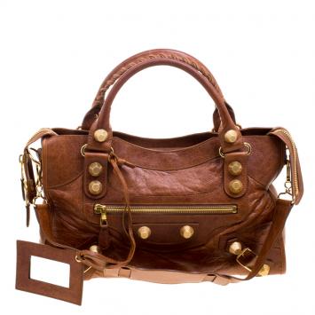 Pre Owned Balenciaga Brown Leather Classic City GGH Tote