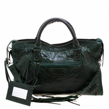 Pre Owned Balenciaga Pine Leather Classic City RH Tote