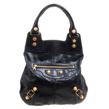 Pre Owned Balenciaga Anthracite Leather Giant 21 Hardware Slim Hobo