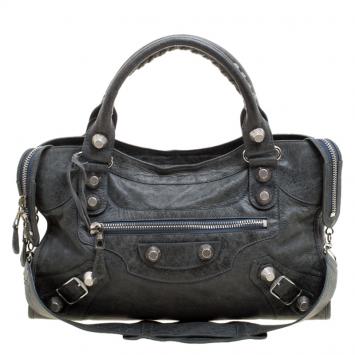 Pre Owned Balenciaga Sage Green Leather Classic City GSH Tote