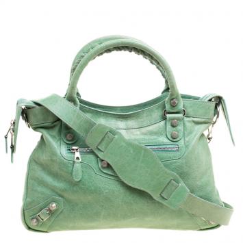 Pre Owned Balenciaga Sea Green Leather Town RSH Shoulder Bag