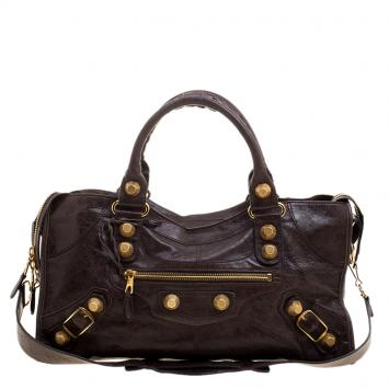 Pre Owned Balenciaga Brown Leather GGH Part Time Tote