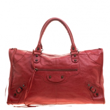 Pre Owned Balenciaga Coquelicot Leather RH Work Tote