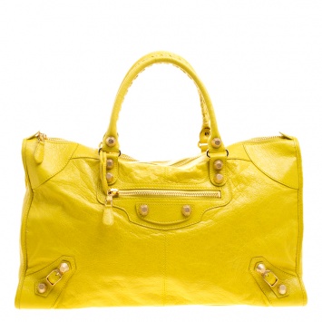 Pre Owned Balenciaga Curry Leather RGGH Work Tote