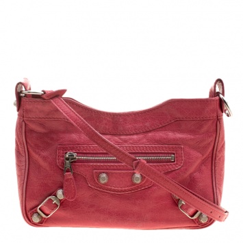 Pre Owned Balenciaga Rose Thulian Leather RH Hip Crossbody Bag