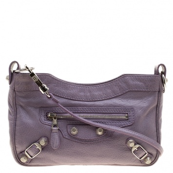 Pre Owned Balenciaga Lilac Leather Hip Crossbody Bag