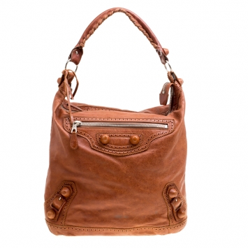 Pre Owned Balenciaga Brown Leather Giant Covered Brogues Day Hobo