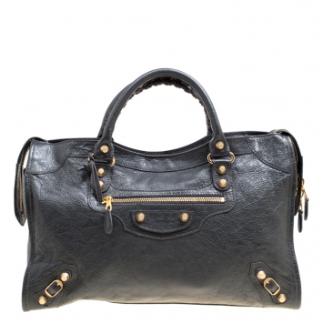 Pre Owned Balenciaga Gris Fossile Leather GH City Bag