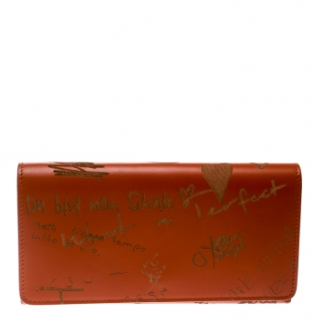 Pre Owned Balenciaga Copper Leather Valentine's Day Essential Continental Wallet
